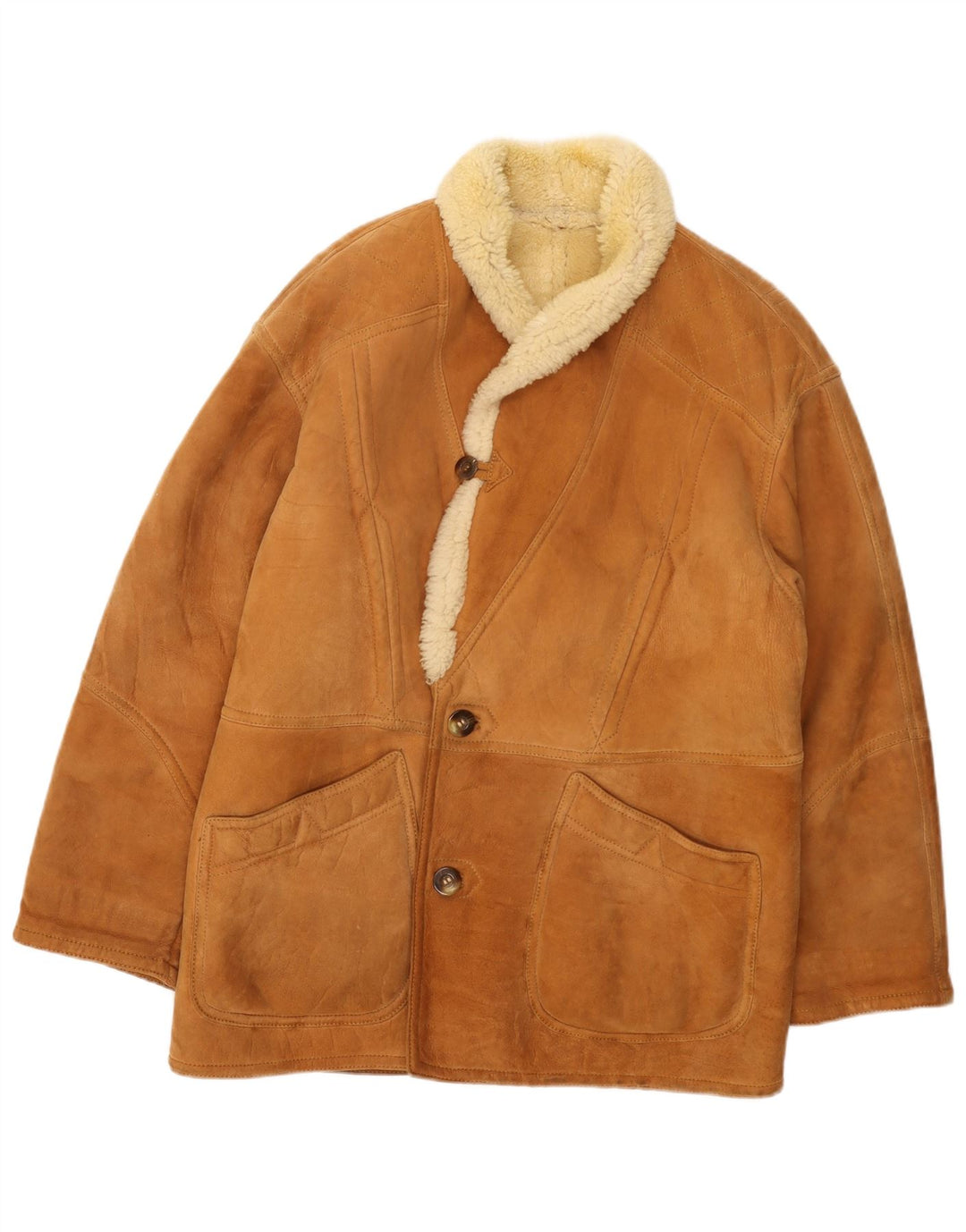 Vintage Herre Shearling Jacket UK 36 Small Beige fåreskind