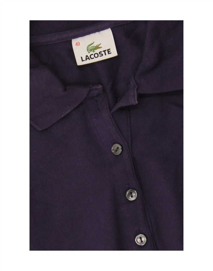LACOSTE Womens Long Sleeve Polo Shirt Size 40 Medium Navy Blue Cotton