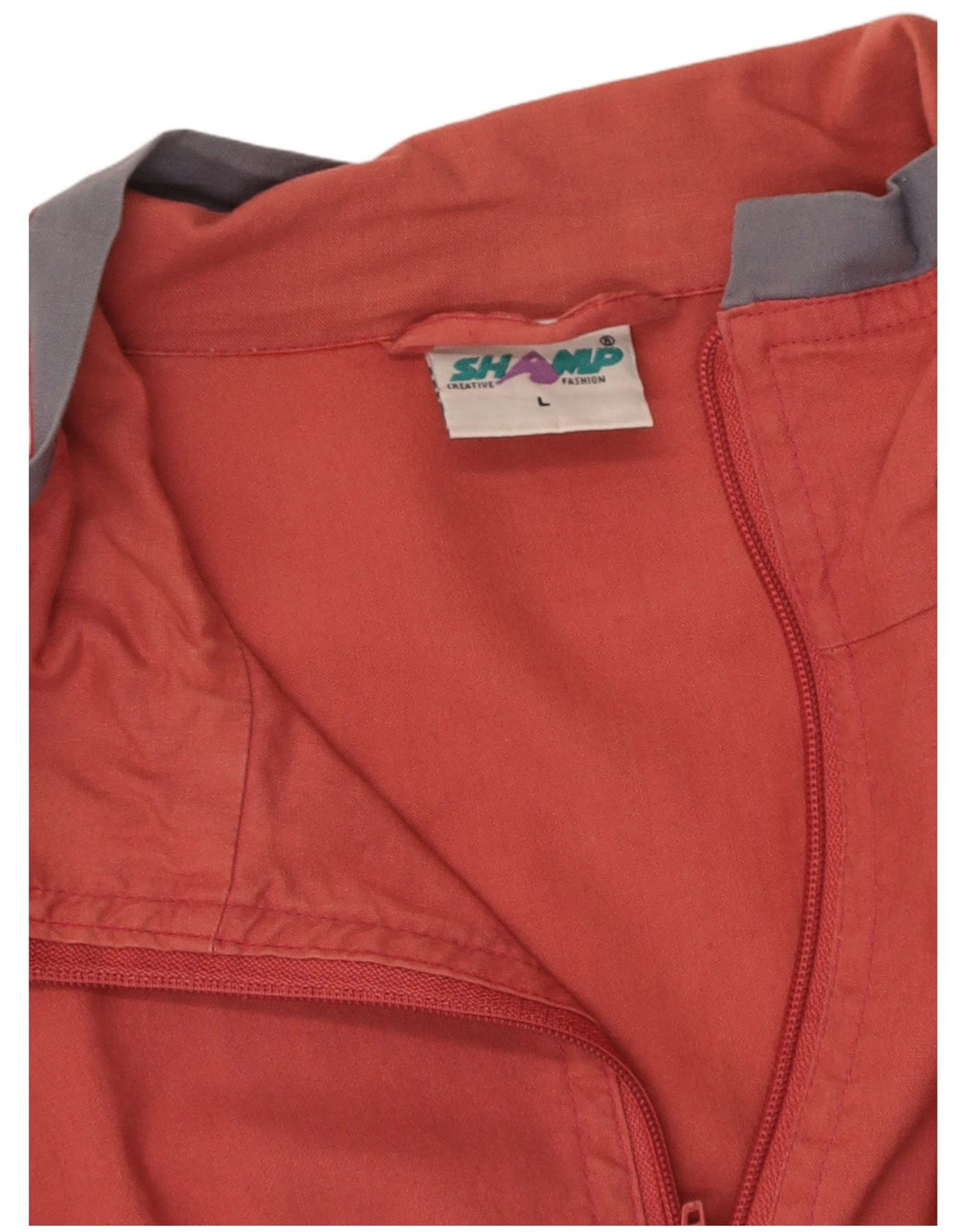 SHAMP Mens Abstract Pattern Bomber Jacket UK 40 Large Red Colourblock