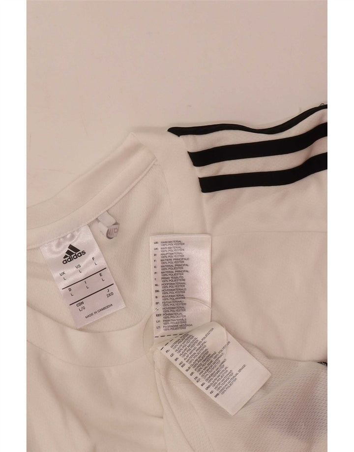 Adidas Herre Climalite T-Shirt Top Stor Hvid Colourblock Polyester