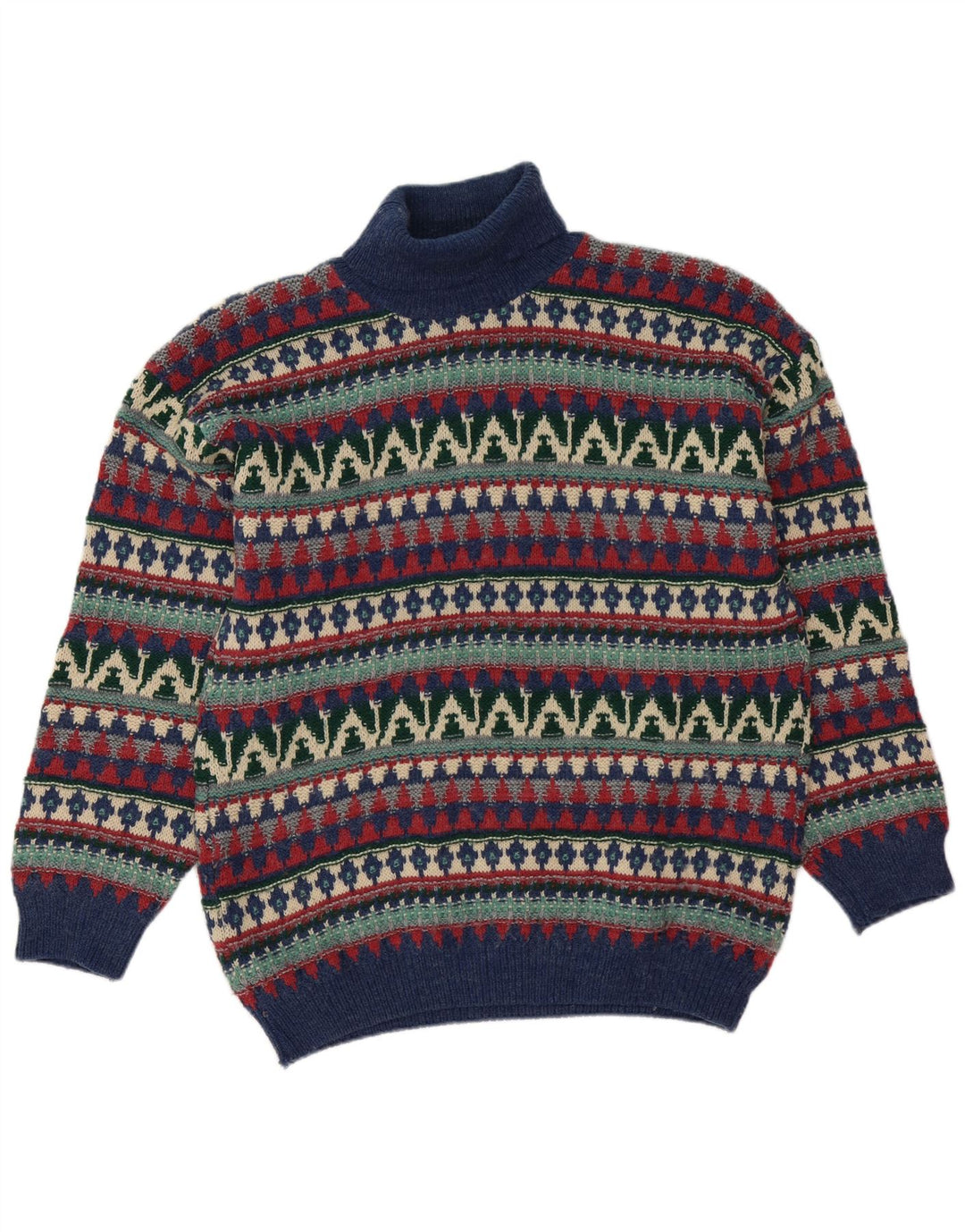 Vintage Herre rullehals sweater stor flerfarvet Fair Isle uld