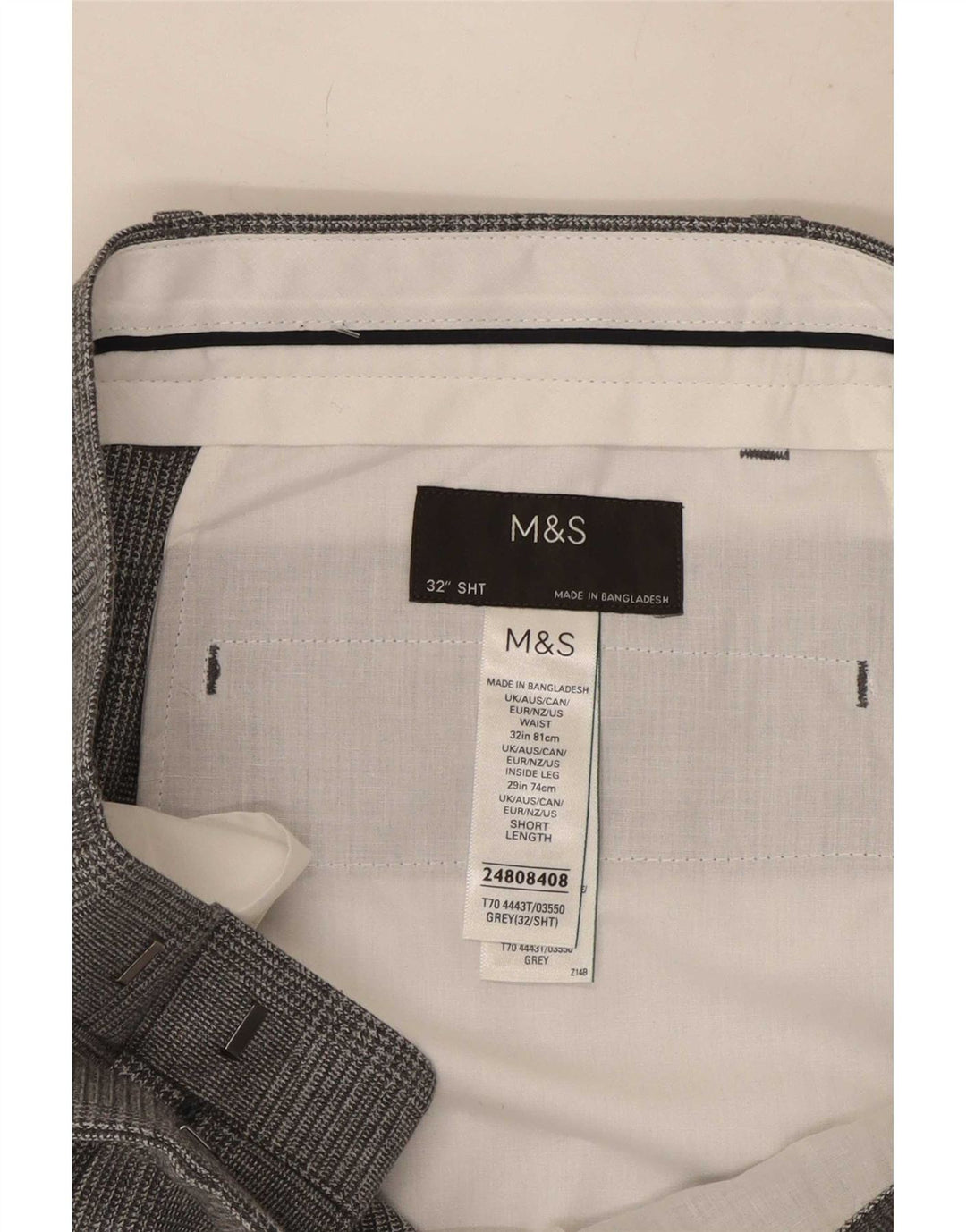 Marks & Spencer Herre bukser med almindelig jakkesæt W32 L29 Grå Houndstooth