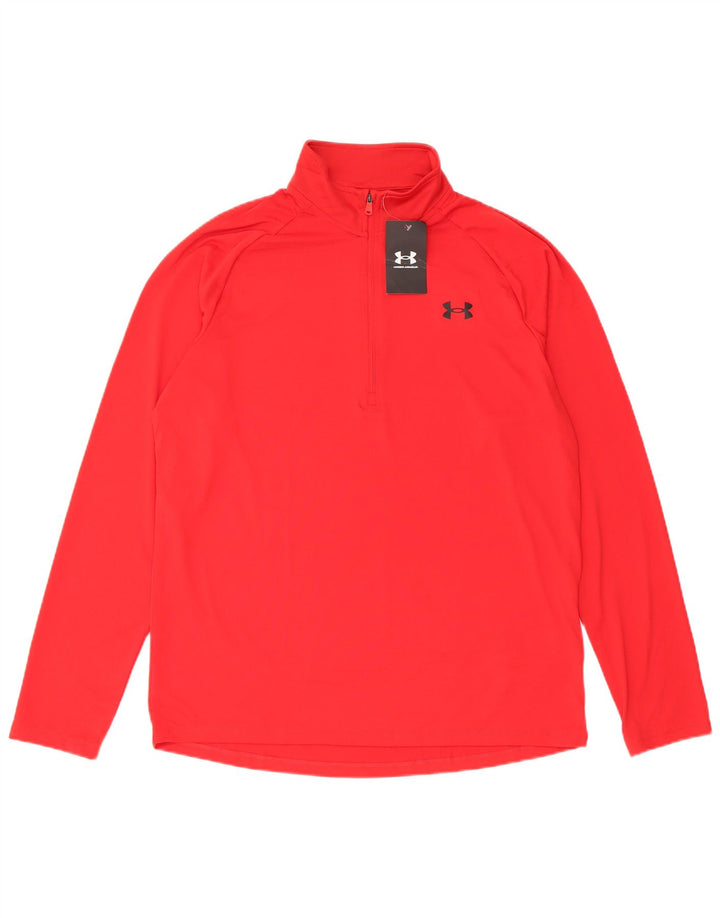 Under Armour Herre Loose Fit Zip Neck Pullover Træningsdragt Top Stor Rød