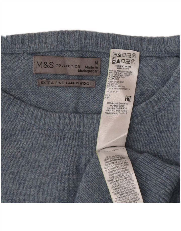 Marks & Spencer Herre Boat Neck Jumper Sweater Medium Blue Wool Classic