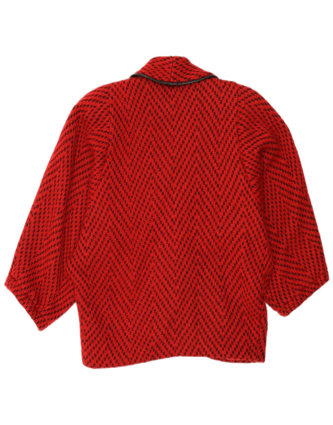 Vintage Dame Strik Batwing Jacket UK 14 Large Red Chevron