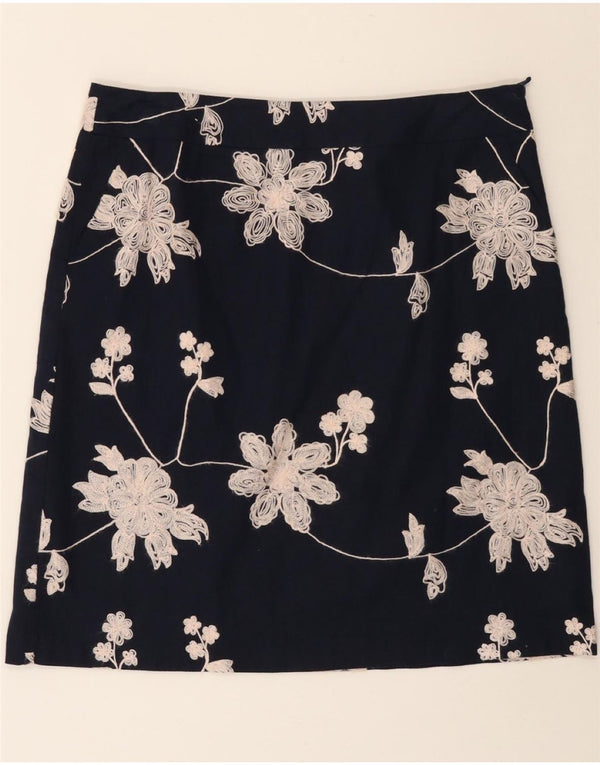LAURA ASHLEY Dame A-Line nederdel UK 16 Large W36 Navy Blue Floral