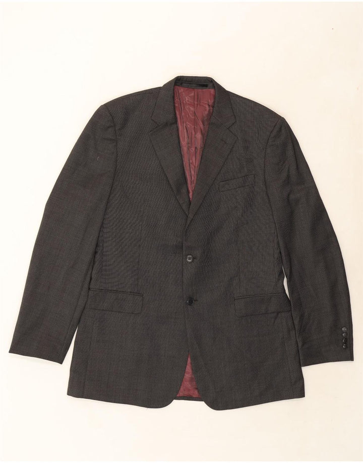 JOHN LEWIS Mens Longline 2 Button Blazer Jacket UK 42 XL Grey Pinstripe Vintage John Lewis and Second-Hand John Lewis from Messina Hembry 