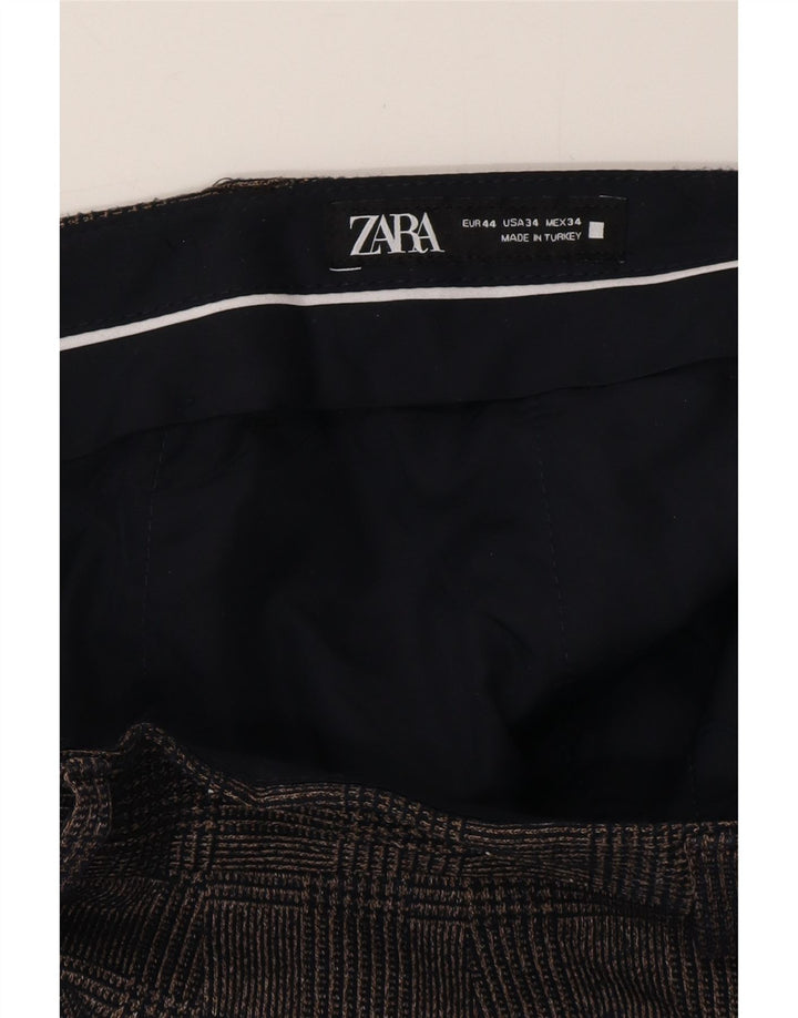 ZARA Slim Chino Bukser til mænd EU 44 Large W34 L27 Grå Houndstooth