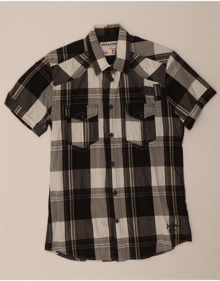 Jack & Jones kortærmet herreskjorte Medium sort ternet bomuld