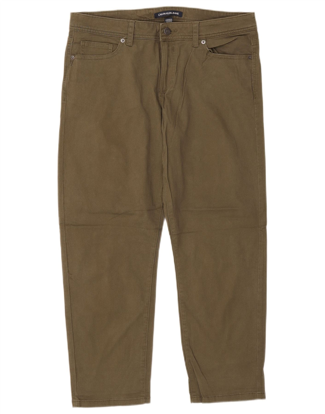 CALVIN KLEIN koniske cropped bukser til kvinder US 12 Large W34 L26 Khaki