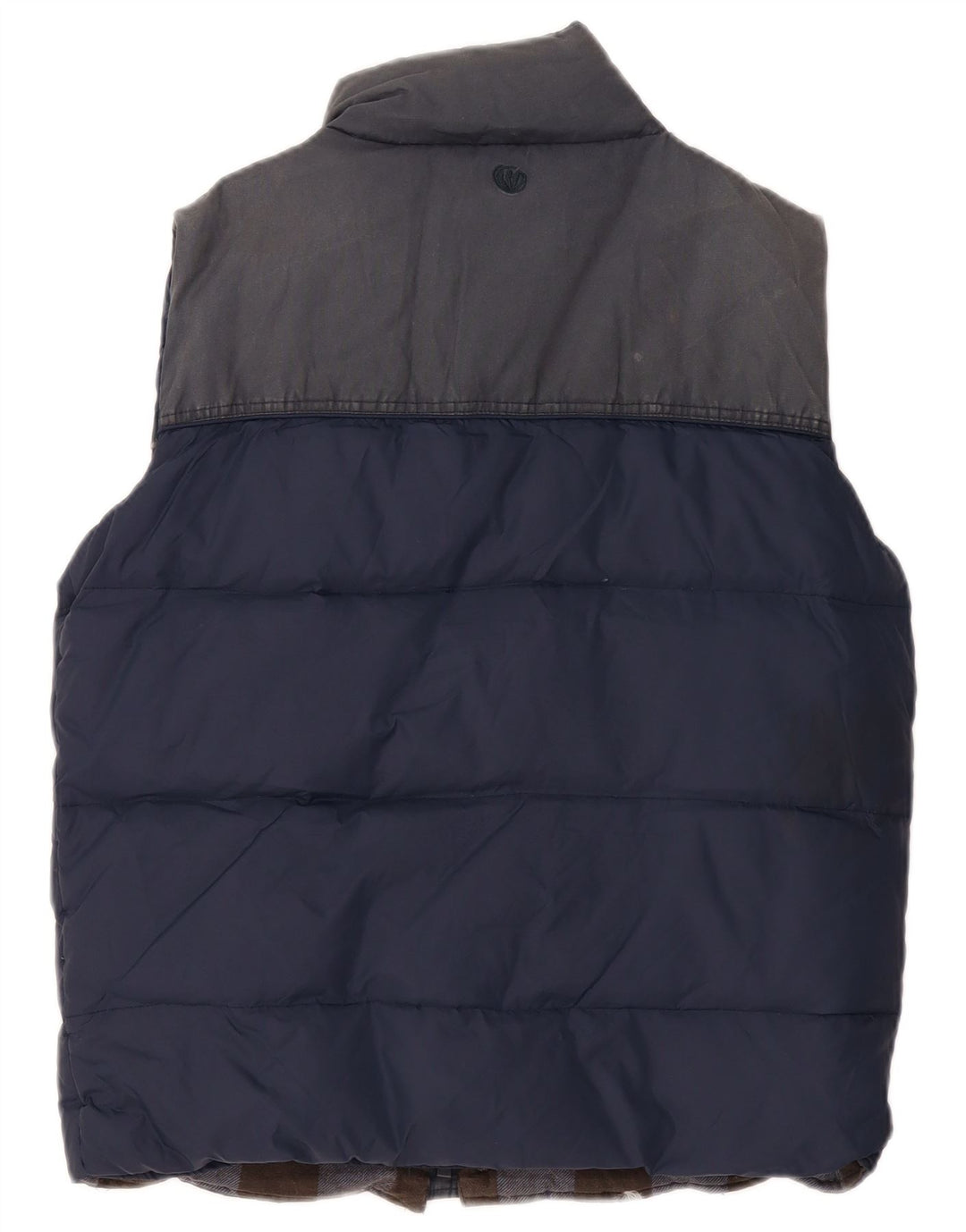 FAT FACE Herre Polstret Gilet UK 38 Medium Navy Blue Colourblock Nylon