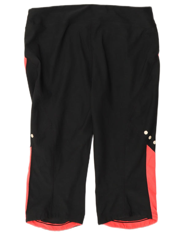 Reebok Dame Capri Træningsdragt Bukser UK 14 Large Black Colourblock