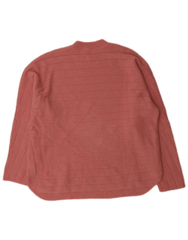 JIGSAW Womens Loose Fit Turtle Neck Jumper Sweater UK 14 Medium Pink Wool