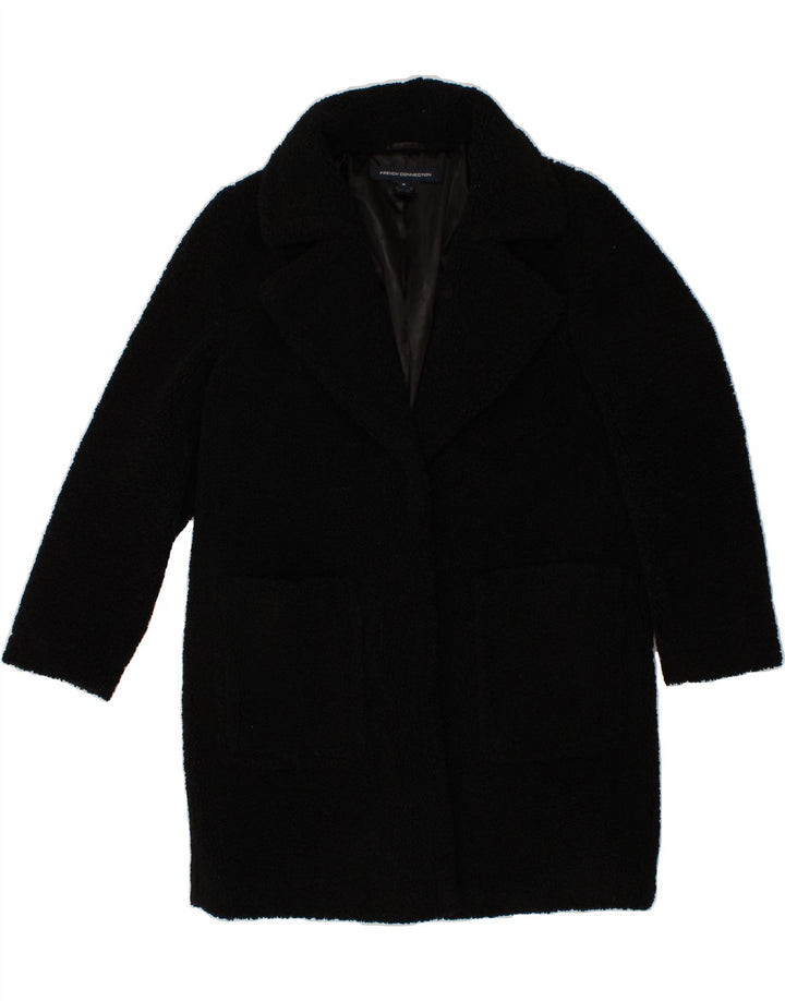 FRENCH CONNECTION Womens Fleece Overcoat UK 14 Medium Black Polyester Vintage French Connection and Second-Hand French Connection from Messina Hembry 