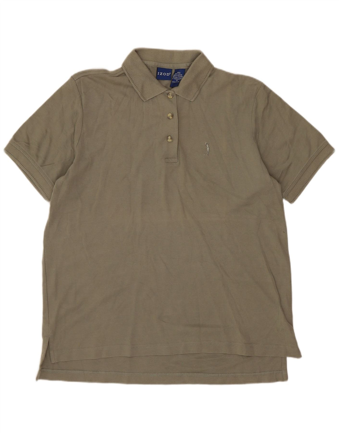 Izod Dame Polo Shirt UK 14 Medium Khaki Bomuld