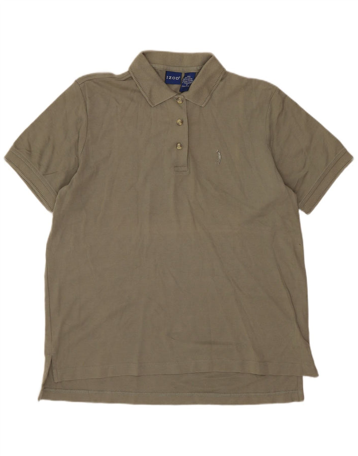 Izod Dame Polo Shirt UK 14 Medium Khaki Bomuld