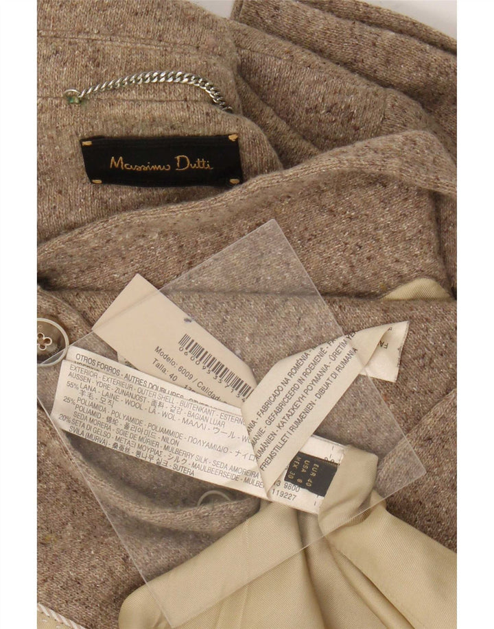 Massimo Dutti Dame 2-knaps blazerjakke EU 40 Medium Beige Flecked Uld