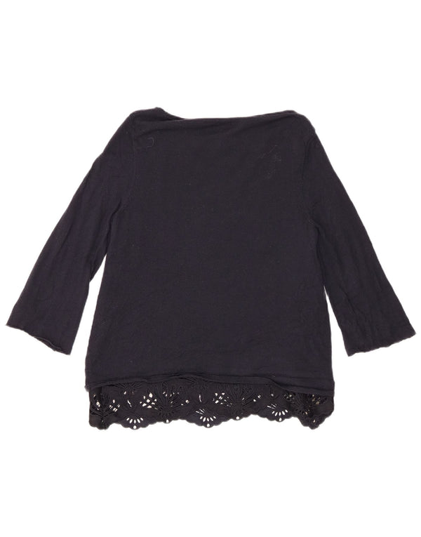 MINT FLØJEL Dame Boat Neck Jumper Sweater UK 14 Large Navy Blue