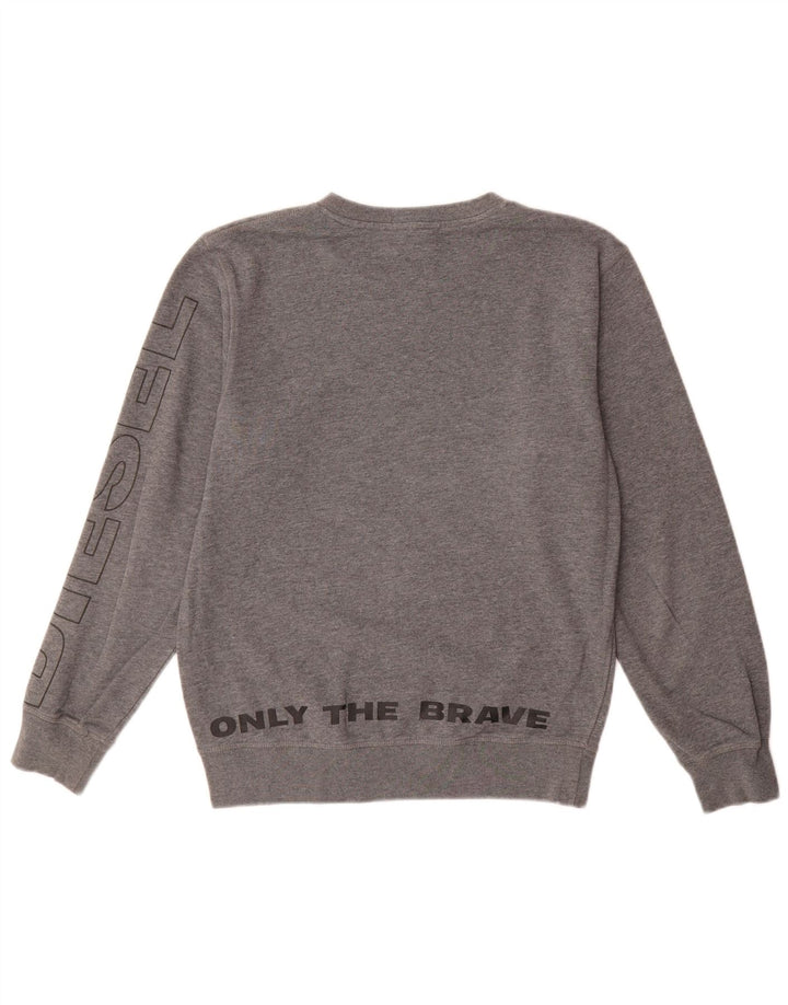 Diesel Herre Grafisk Sweatshirt Jumper Lille Grå Bomuld