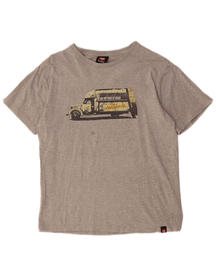 Saltrock Herre grafisk T-shirt Top Lille grå Flecked Bomuld