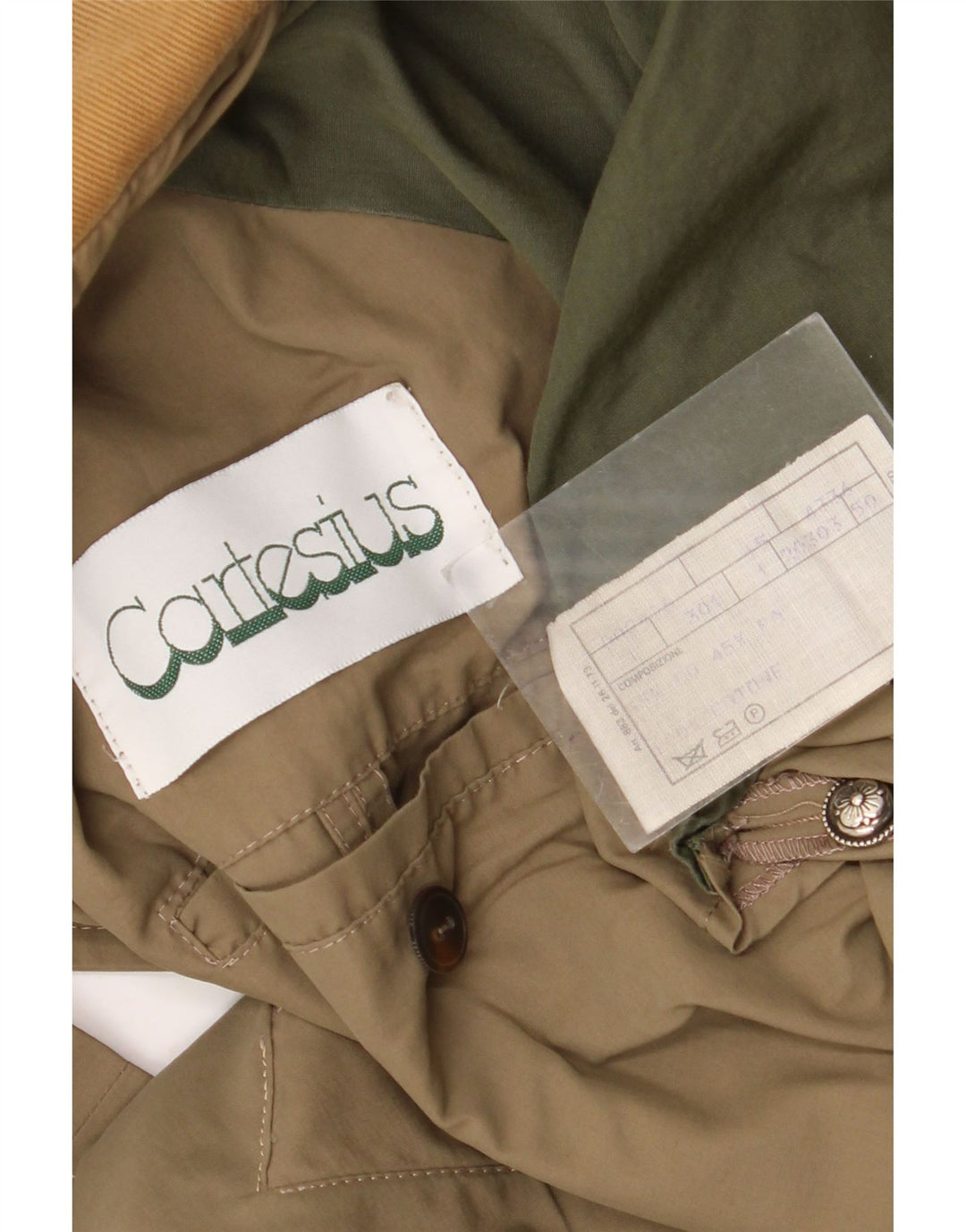 Vintage Herre Overfrakke IT 50 Stor Khaki Bomuld