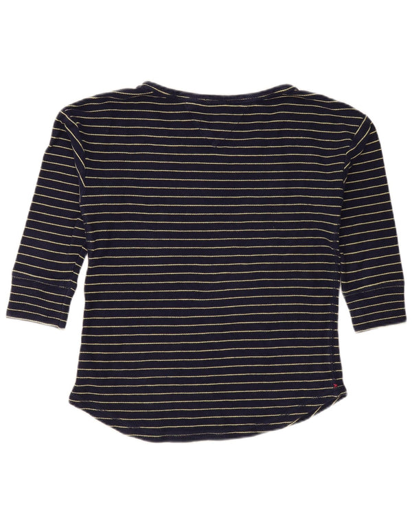 Tommy Hilfiger dametop med 3/4 ærmer UK 10 Small Navyblå stribet bomuld