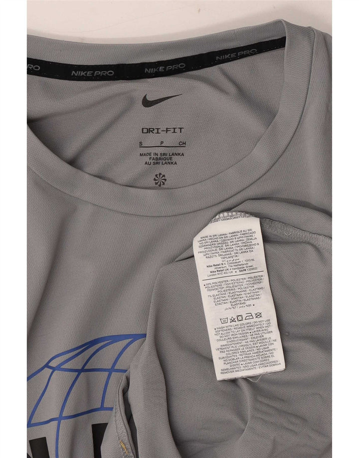 Nike Herre Dri Fit grafisk T-shirt top lille grå polyester