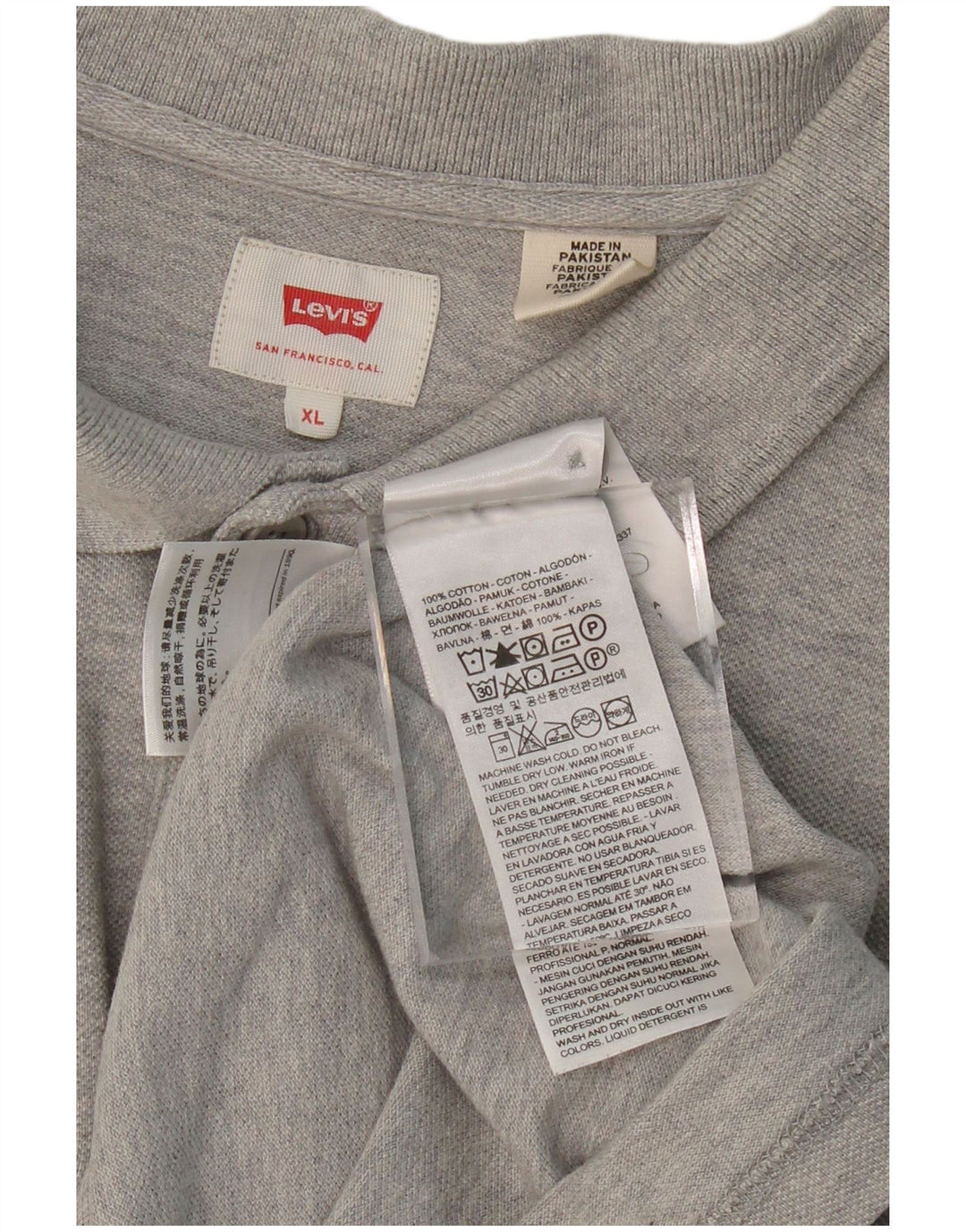 LEVI'S Mens Polo Shirt XL Grey Cotton