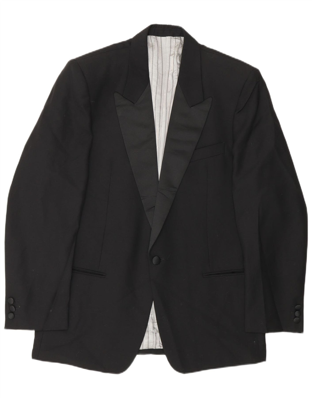 Vintage Herre 1 Knap Blazer Jakke IT 48 Medium Sort Uld