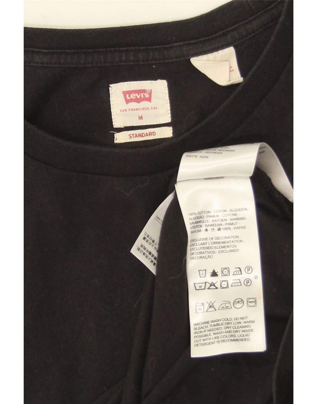 Levi's Herre Standard T-Shirt Top Medium Sort Bomuld