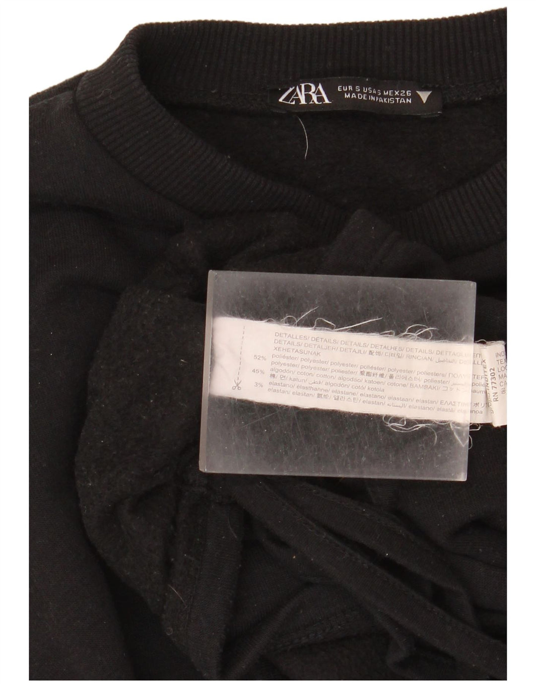 Zara Sweatshirt Jumper UK 10 Small Black Polyester