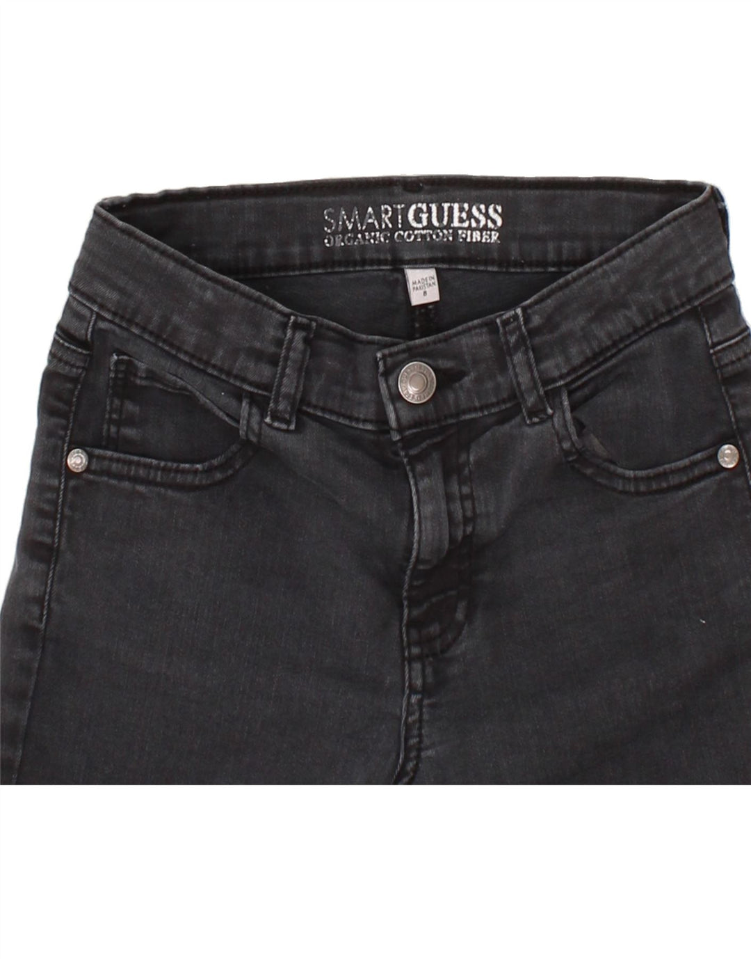 GUESS Boys Denim Shorts 7-8 Years W24 Grey Polyester Vintage Guess and Second-Hand Guess from Messina Hembry 