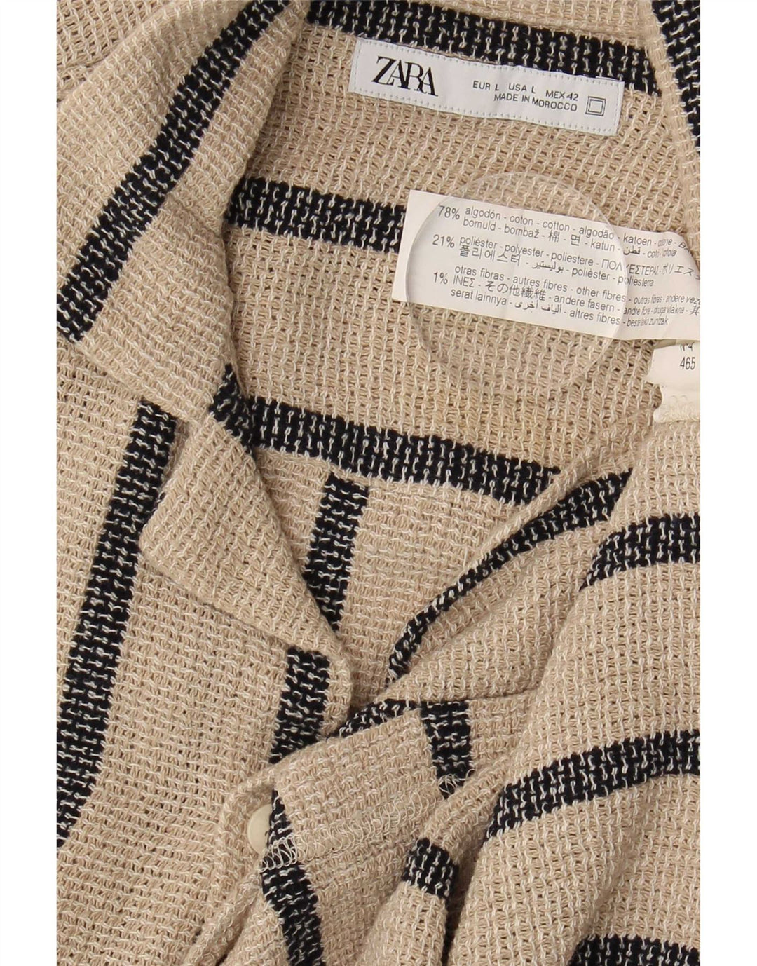 Zara Kortærmet Herreskjorte Stor Beige Stribet Bomuld