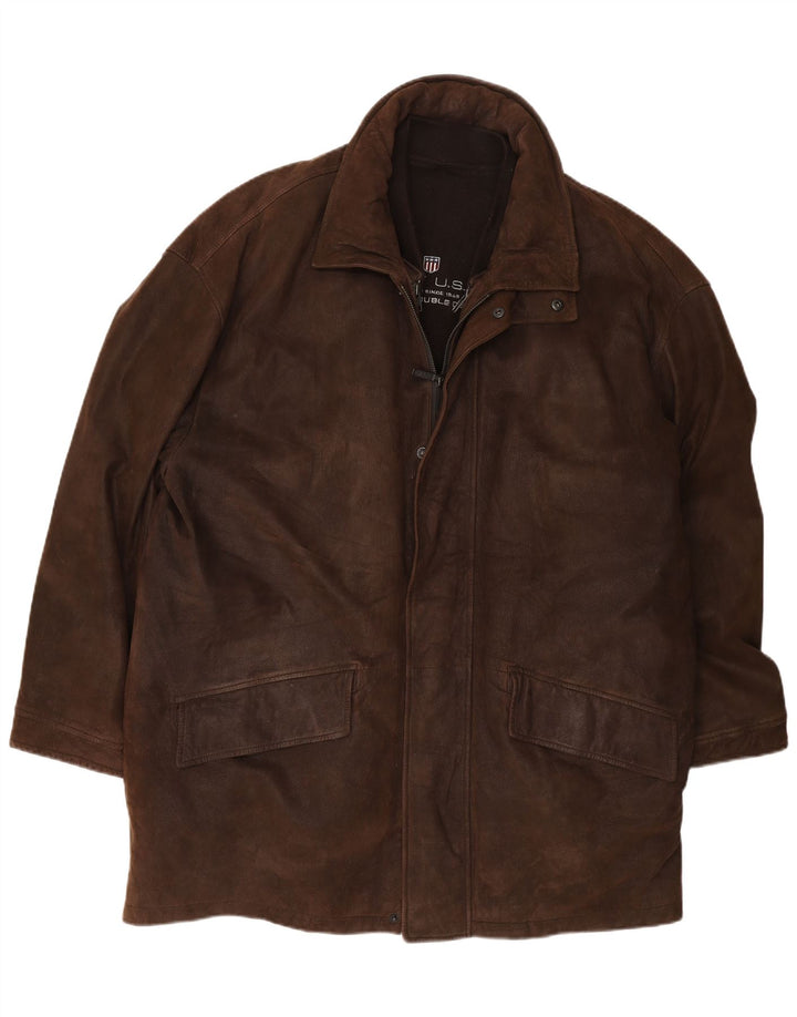 Gant Herre Loose Fit Læder Windbreaker Coat UK 38 Medium Brown