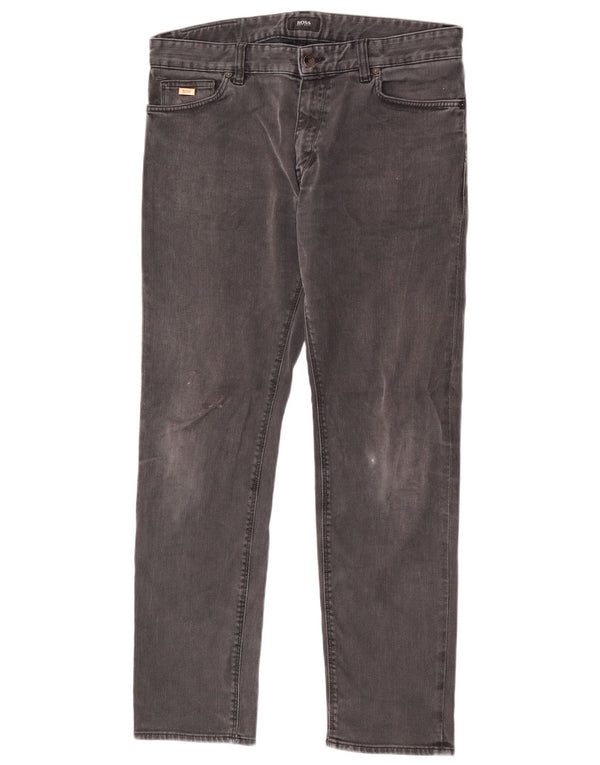 Hugo Boss Herre Maine Regular Fit Straight Jeans W34 L30 Grå