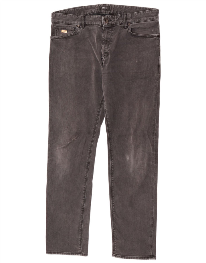 Hugo Boss Herre Maine Regular Fit Straight Jeans W34 L30 Grå