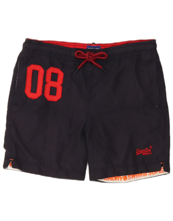 Superdry Grafiske svømmeshorts til mænd Medium W32 L5 Marineblå polyester