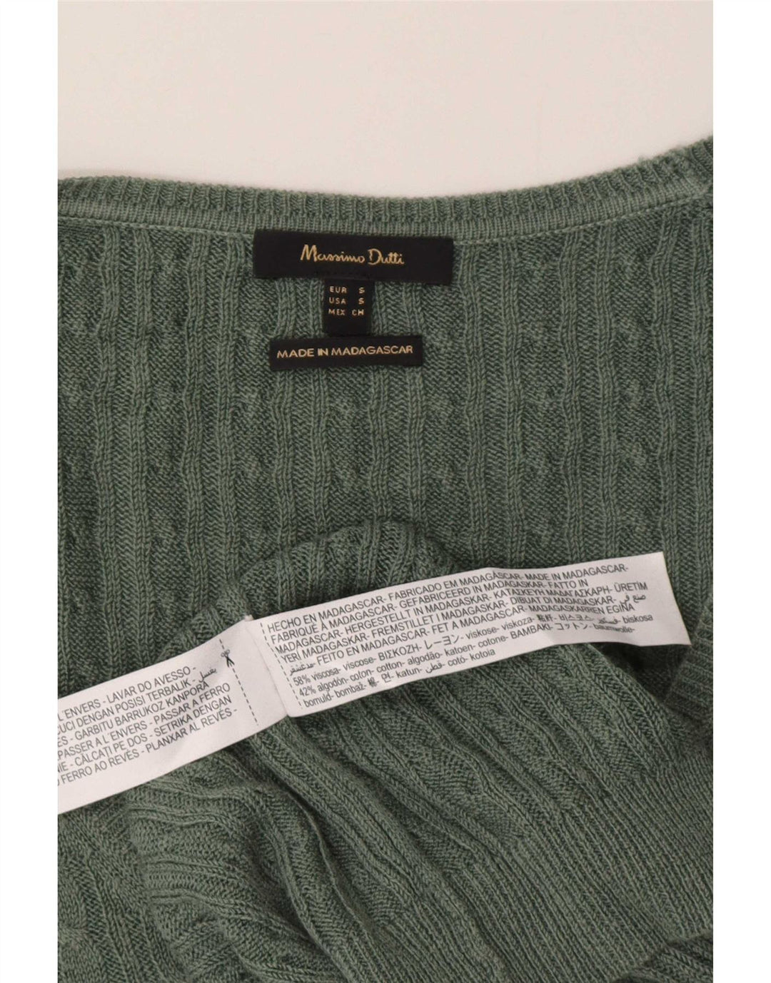 Massimo Dutti Dame V-hals sweater UK 10 Small Green Viscose