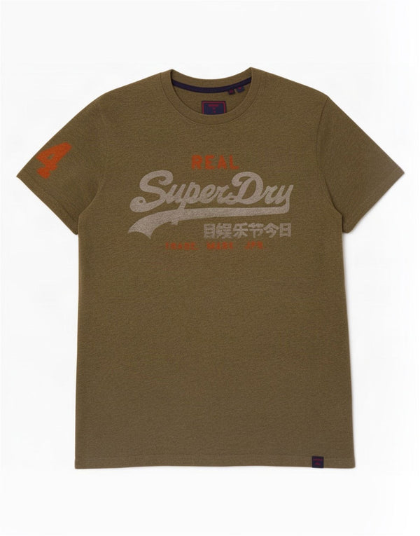 Superdry Grafisk T-shirt til mænd, medium Khaki Bomuld
