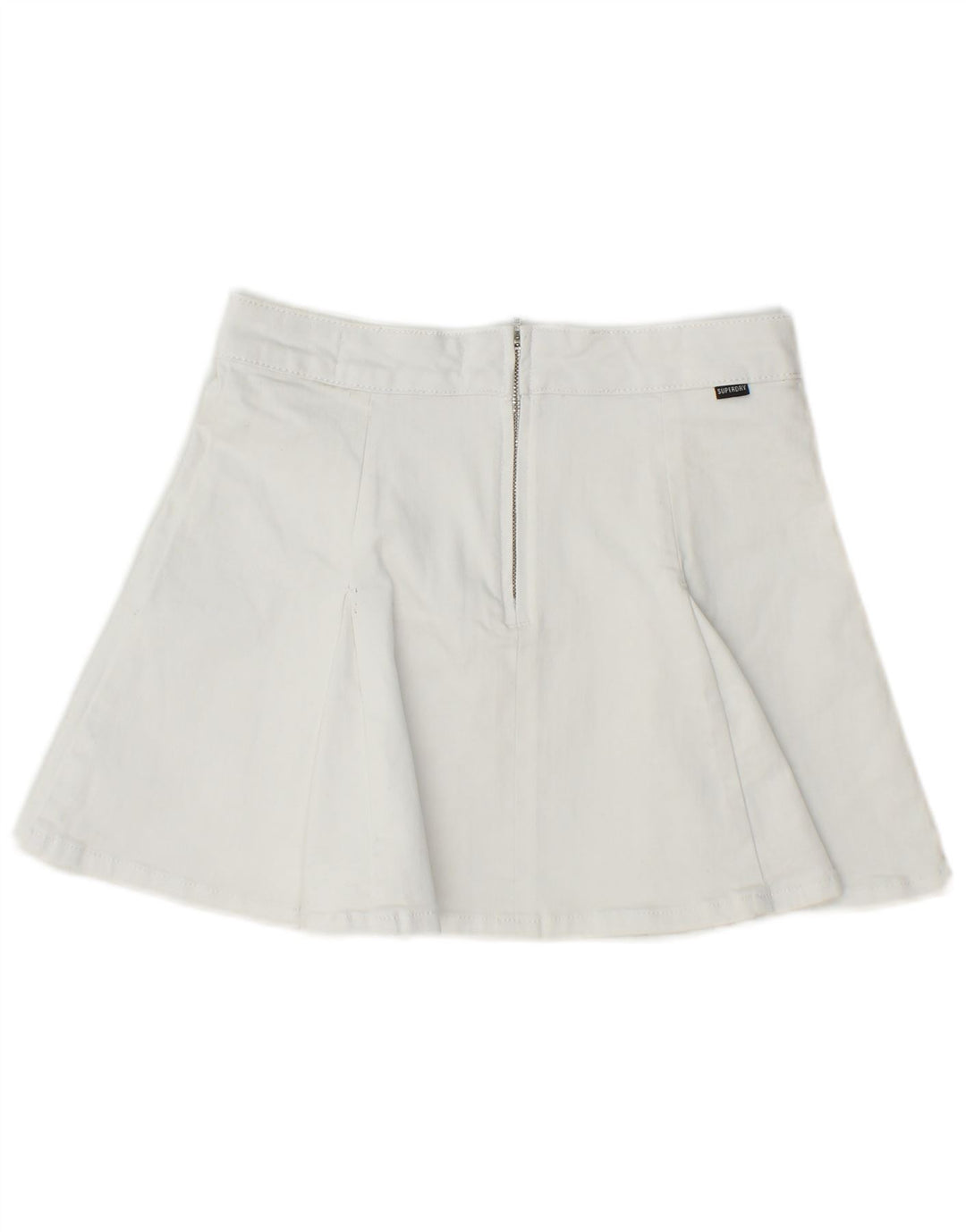 SUPERDRY Mininederdel til kvinder UK 8 Small W26 White Bomuld