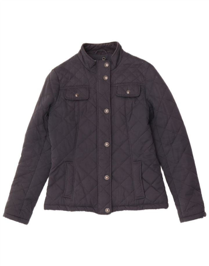 Fat Face Dame Quilted Jacket UK 8 Small Navy Blue Polyester
