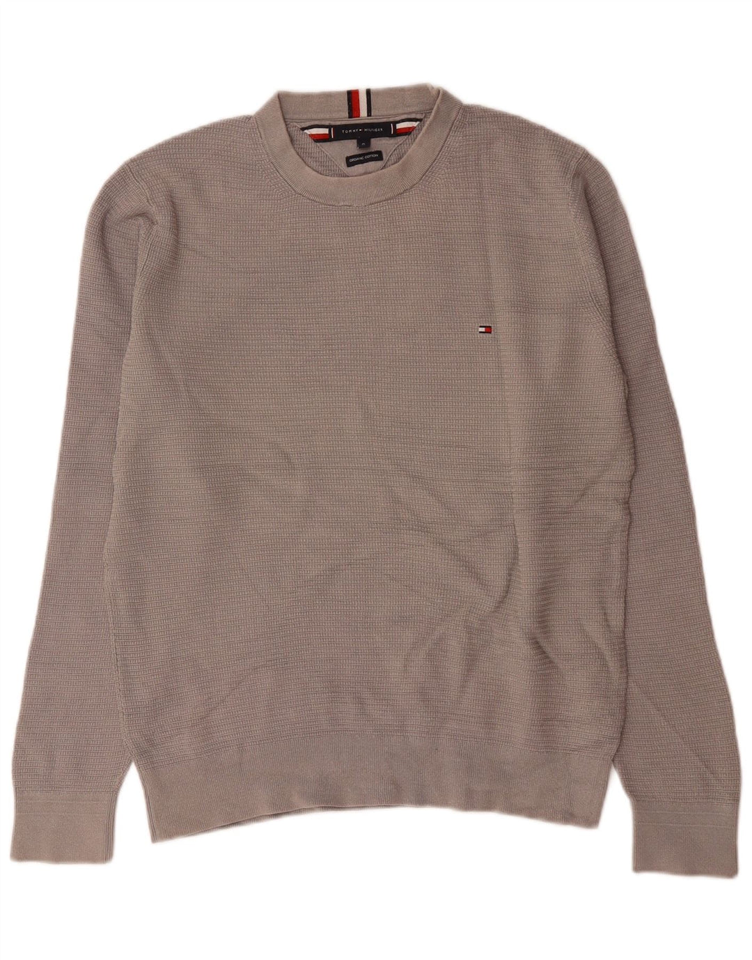 Tommy Hilfiger Herre Crew Neck Jumper Sweater Medium Grå Bomuld
