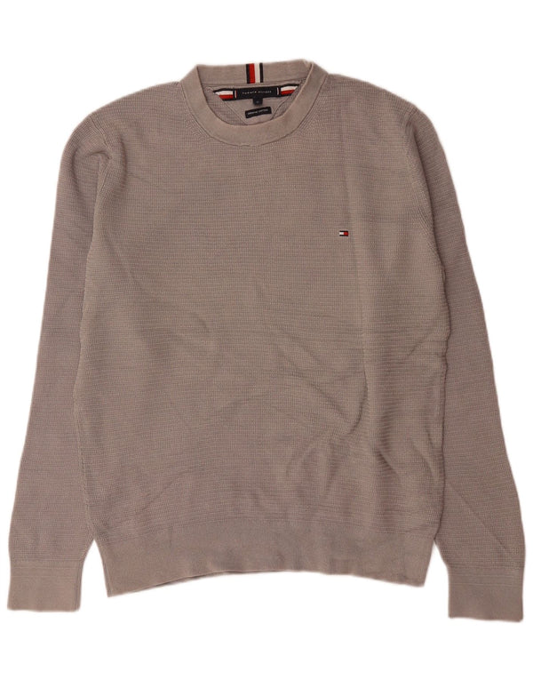 Tommy Hilfiger Herre Crew Neck Jumper Sweater Medium Grå Bomuld