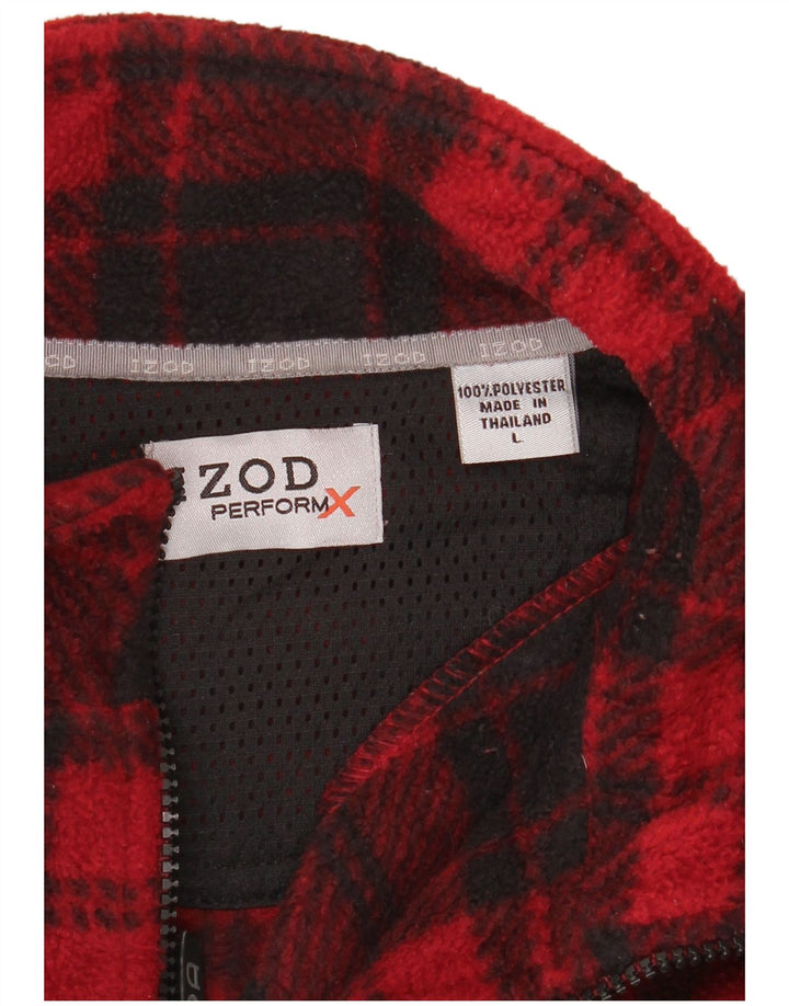 Izod herre lynlås hals fleece jumper stor rød plaid polyester