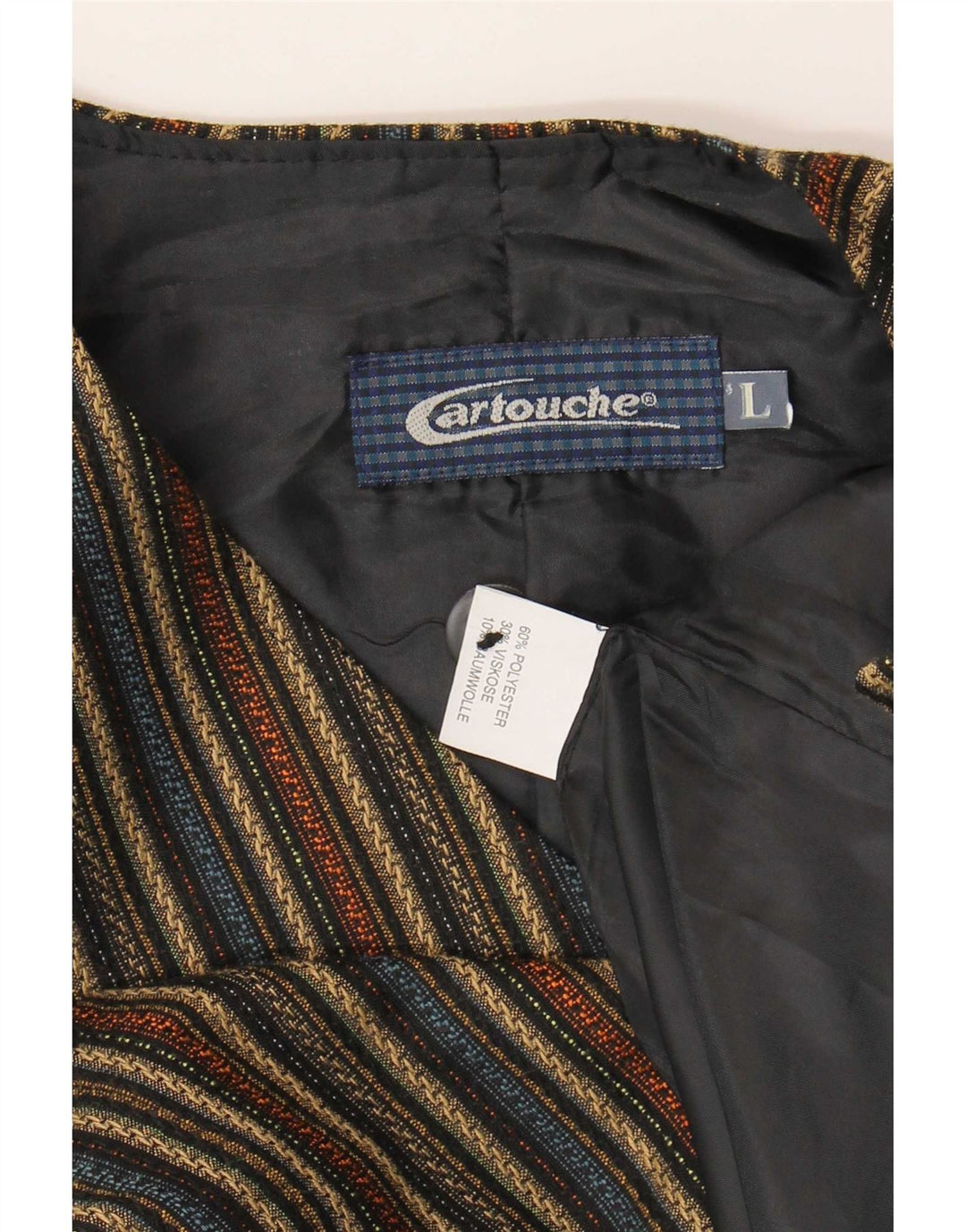 Cartouche vest for mænd Stor beige stribet polyester