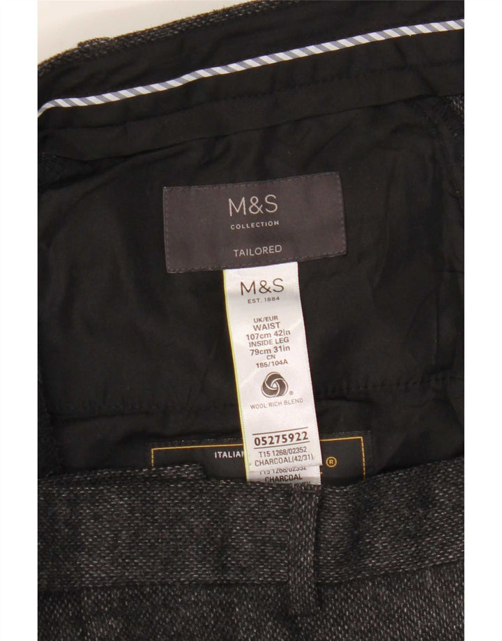 Marks & Spencer Straight Suit Bukser til mænd W42 L31 Grå uld