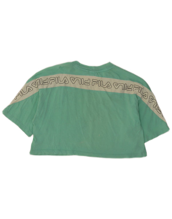 Fila Womens Crop Grafisk T-Shirt Top UK 10 Small Green Colourblock