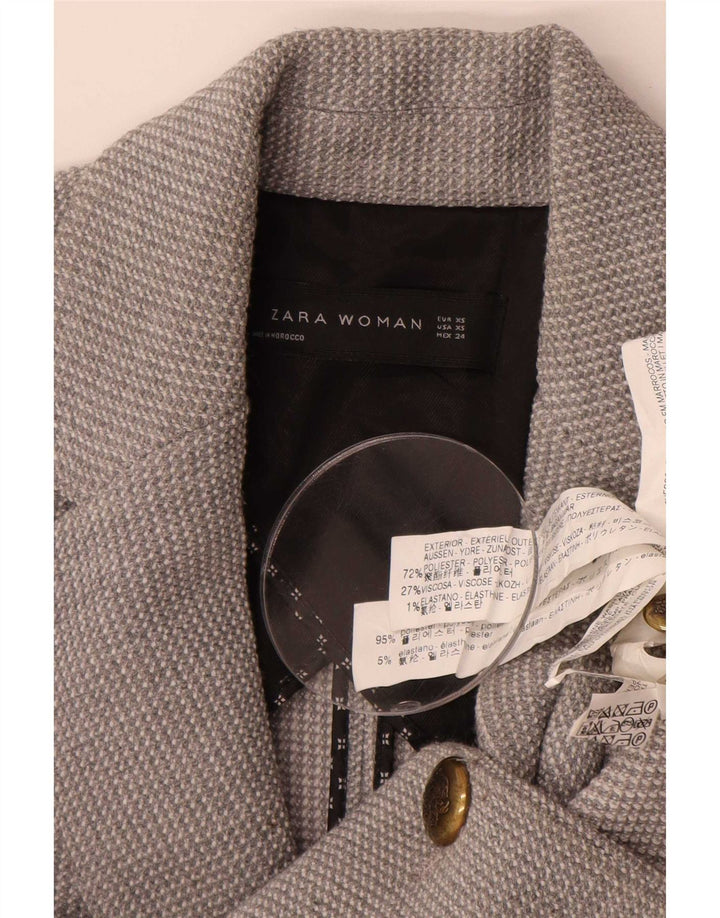 Zara Dame 1 Knap Blazer Jacket UK 6 XS Grå Polyester