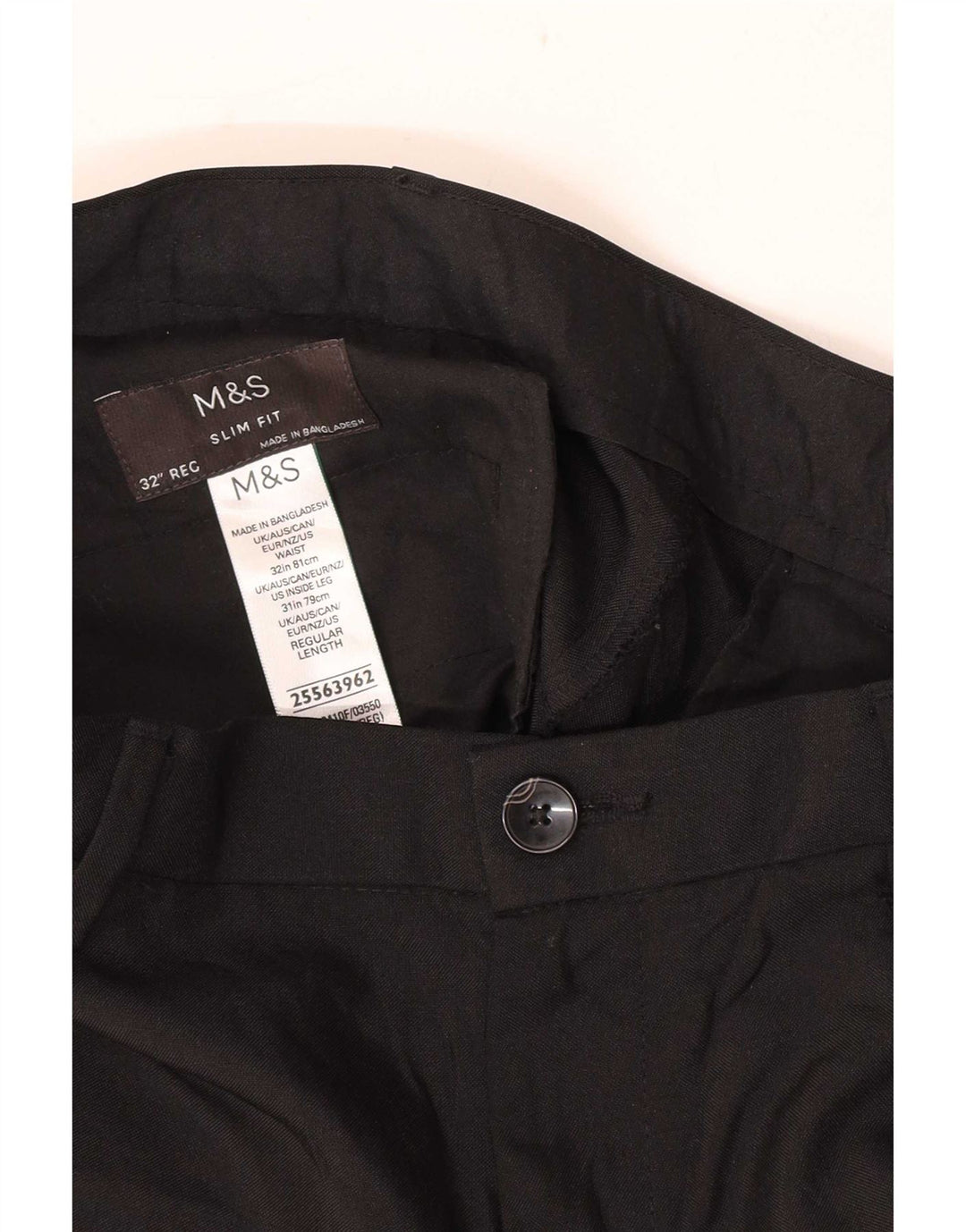 Marks & Spencer Herre Slim Fit Casual Bukser W32 L31 Sort Polyester