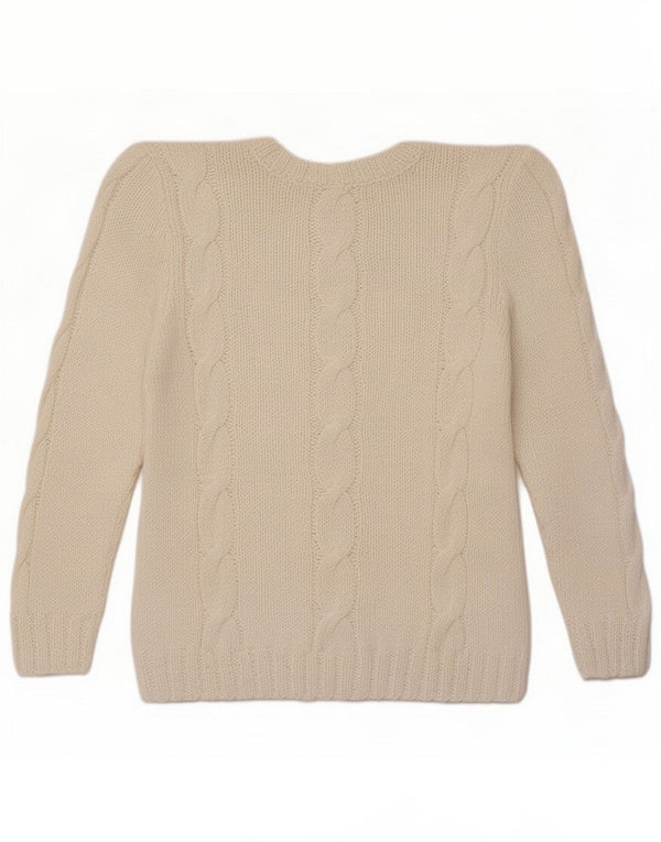 Vintage Dame V-hals sweater UK 8 Small White Cotton